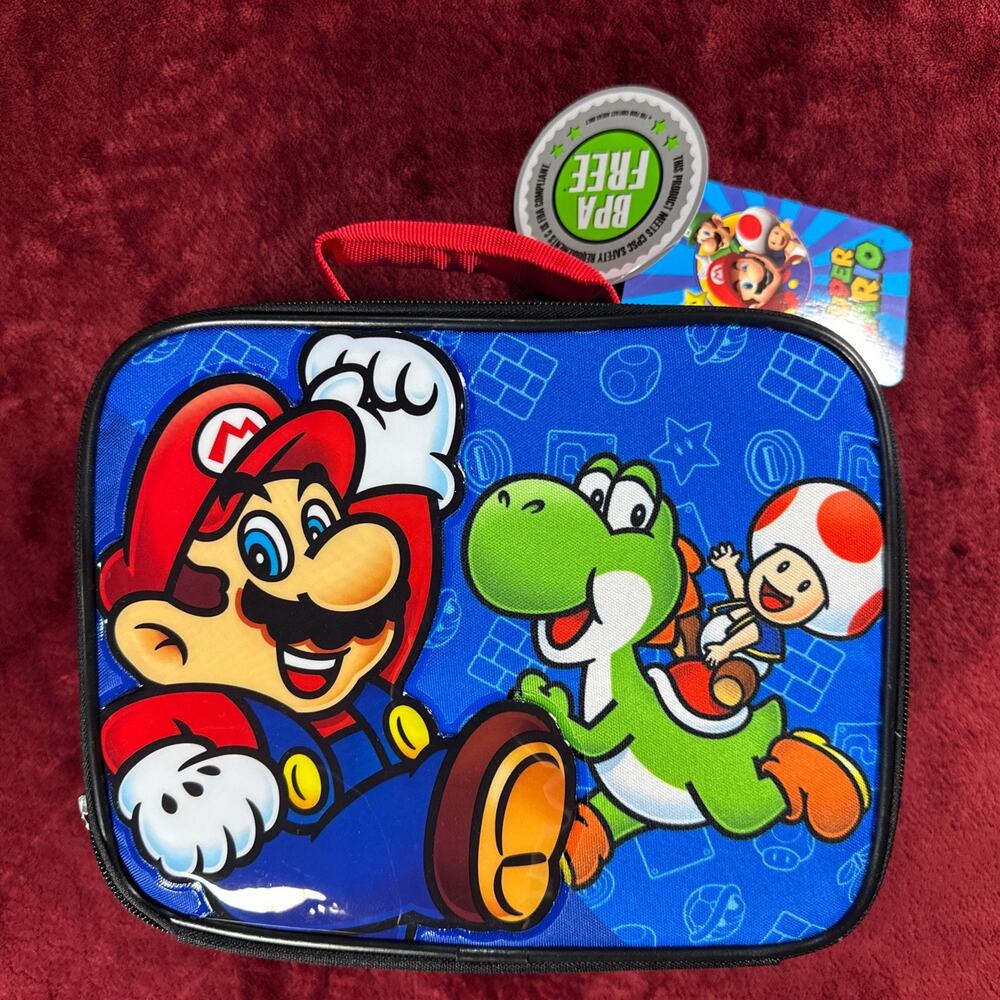 Nintendo Bioworld Super Mario Bros Lunch Case NWT Insulated Soft Bag Yoshi Toad